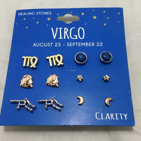 Set of 6 Virgo Healing Stone Stud Earrings - Picture 2 of 5
